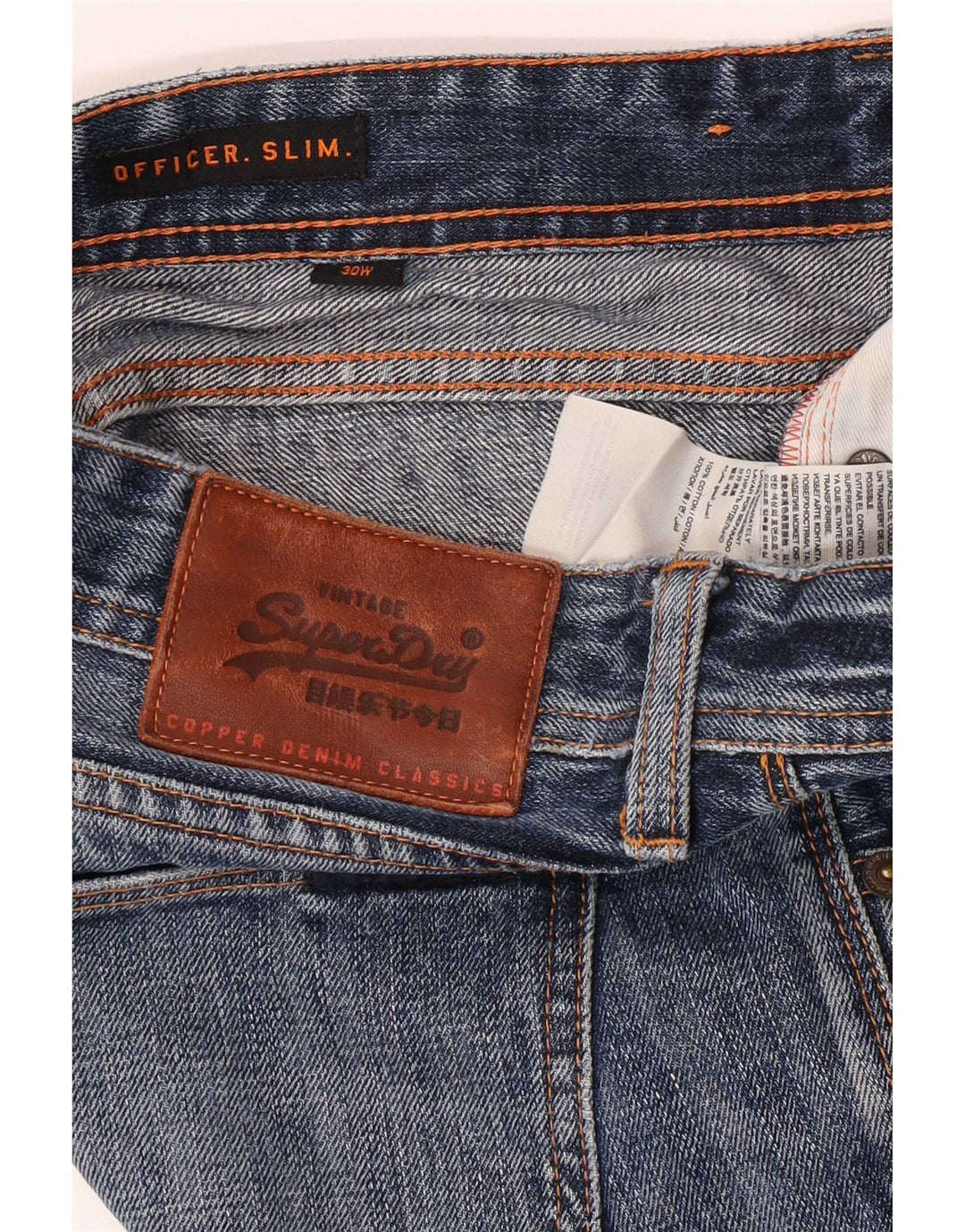 Superdry Slim Fit denimshorts til mænd W30 mellemblå bomuld