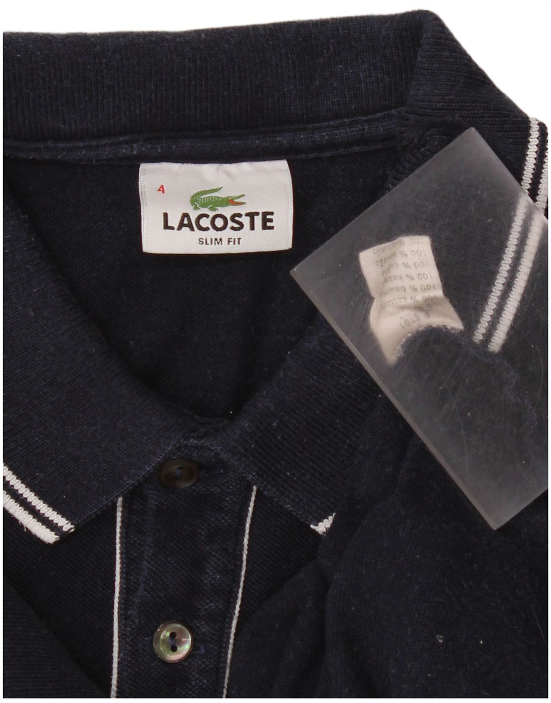 Lacoste Herre Slim Fit Polo Shirt Størrelse 4 Medium Marineblå Bomuld