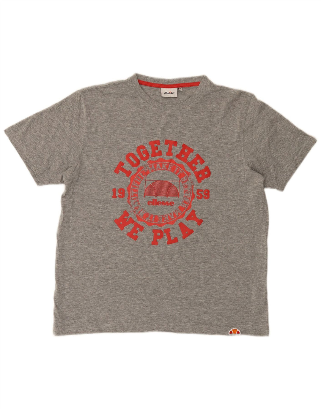 Ellesse Herre Grafisk T-Shirt Top Medium Grå Bomuld
