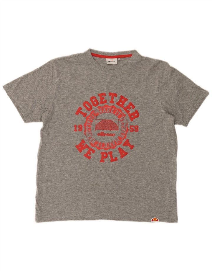Ellesse Herre Grafisk T-Shirt Top Medium Grå Bomuld