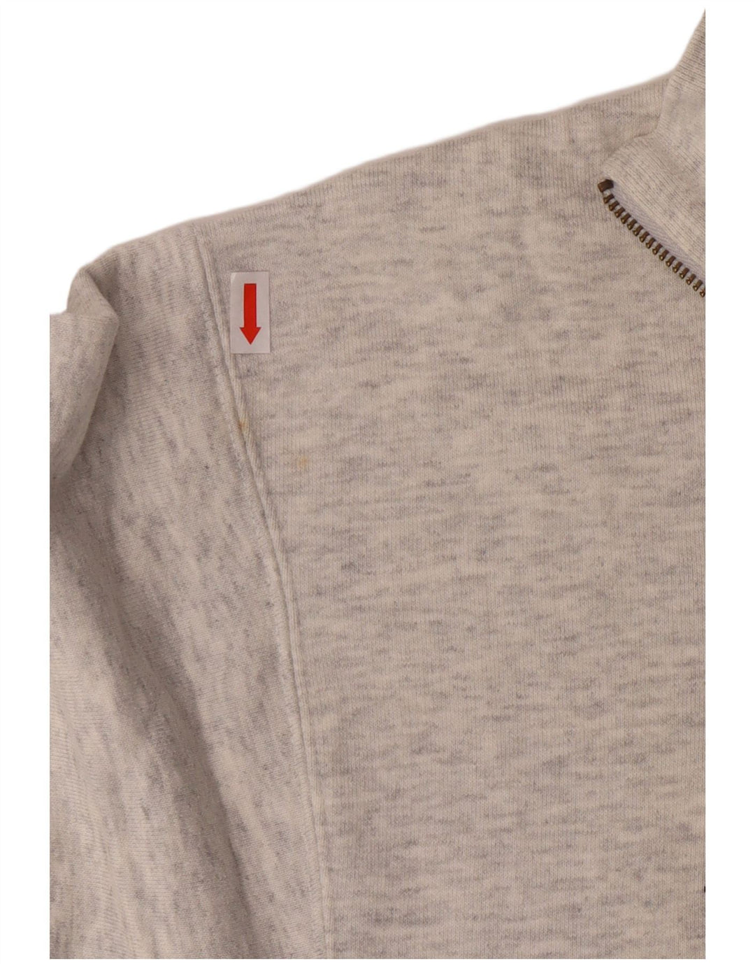 CHAMPION Mens Graphic Zip Neck Sweatshirt Jumper Small Grey Flecked Cotton