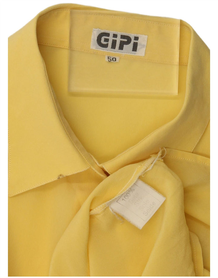 Vintage dameskjorte IT 50 XL gul silke