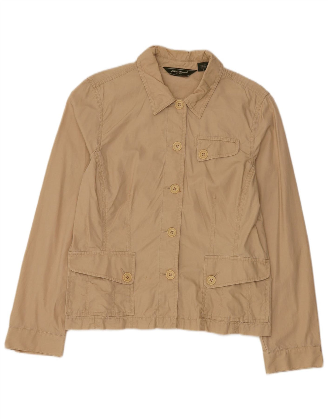 Eddie Bauer Kvinder Utility Jacket US 12 Stor Beige Bomuld