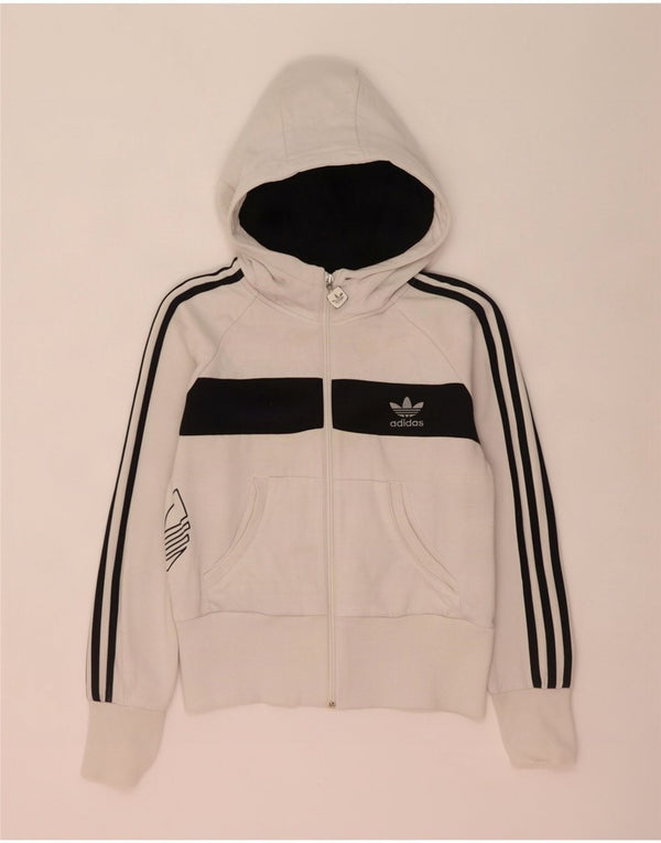Adidas Graphic Zip Hoodie Sweater IT 44 Medium White Colourblock