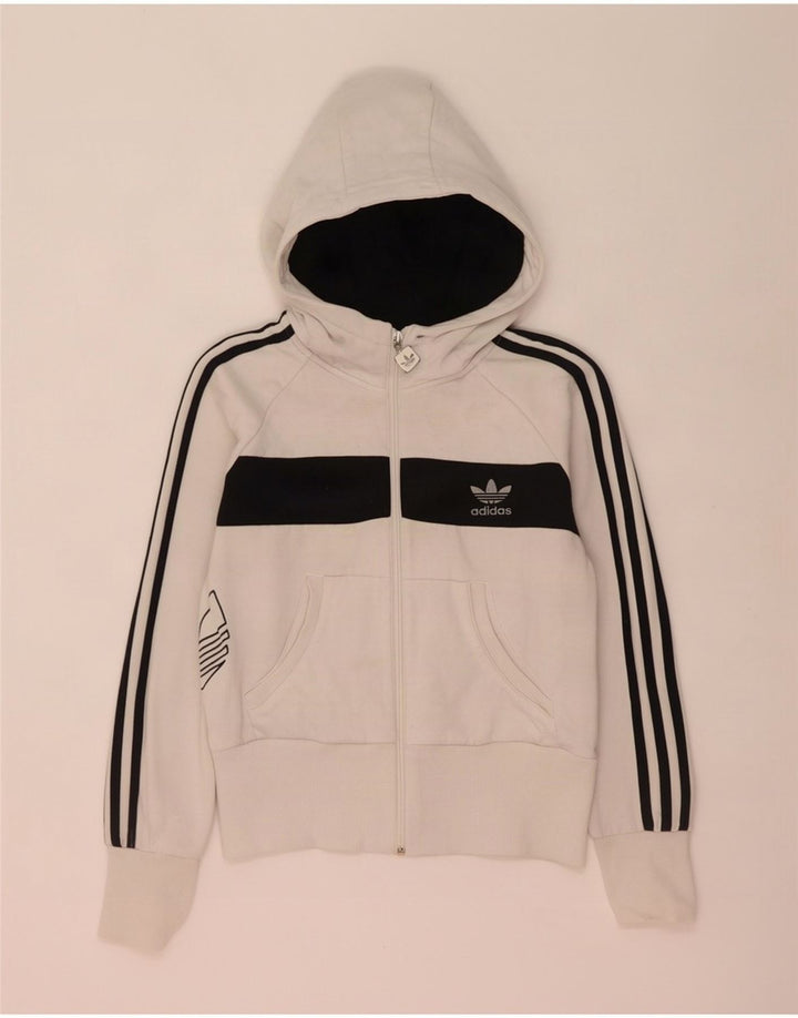 Adidas Graphic Zip Hoodie Sweater IT 44 Medium White Colourblock