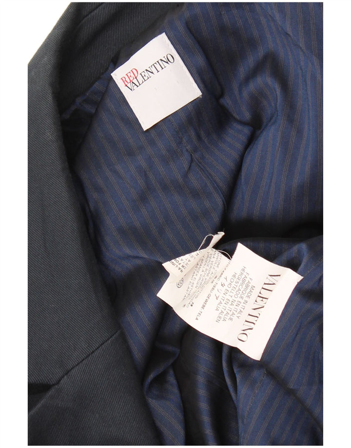 Rød Valentino Dame 1 Knap Blazer Jakke UK 12 Medium Navy Blue Bomuld