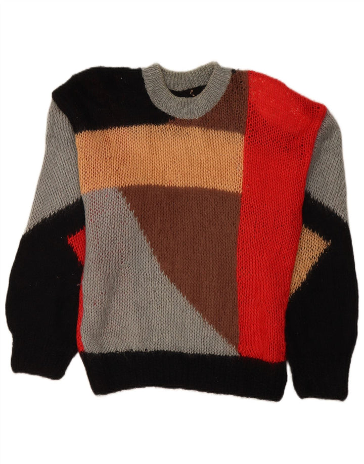 Vintage Dame Crew Neck Jumper Sweater UK 16 Large Multicolor
