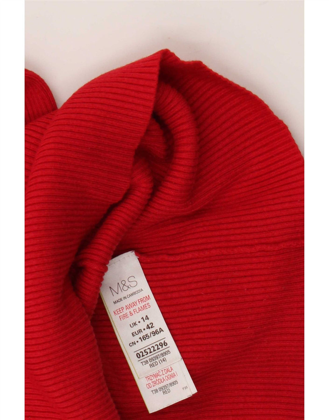 Marks & Spencer Dame Rullehals sweater UK 14 Medium Rød Viscose