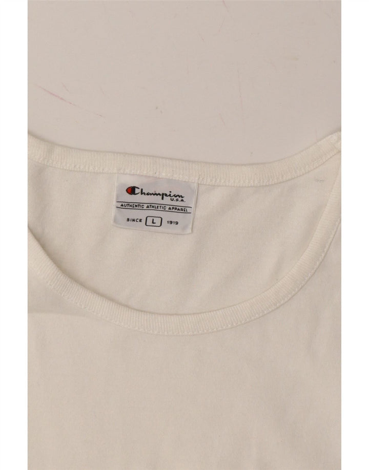 CHAMPION Womens Graphic T-Shirt Top UK 14 Large White Vintage Champion and Second-Hand Champion from Messina Hembry 