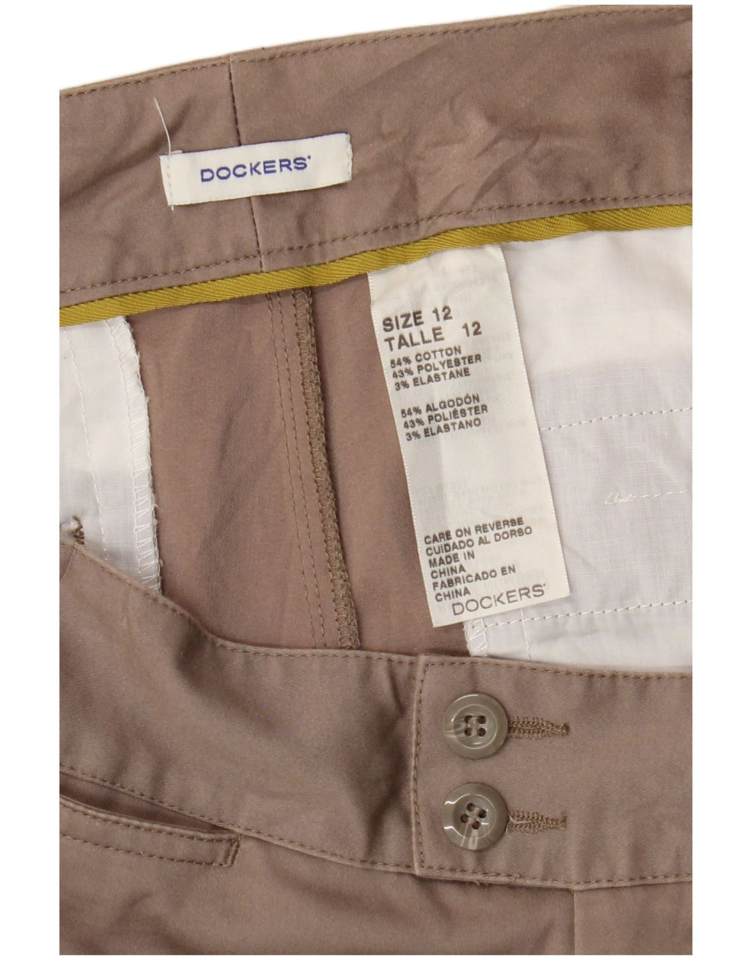 Dockers Dame Capri Bukser US 12 Large W34 L20 Beige Bomuld