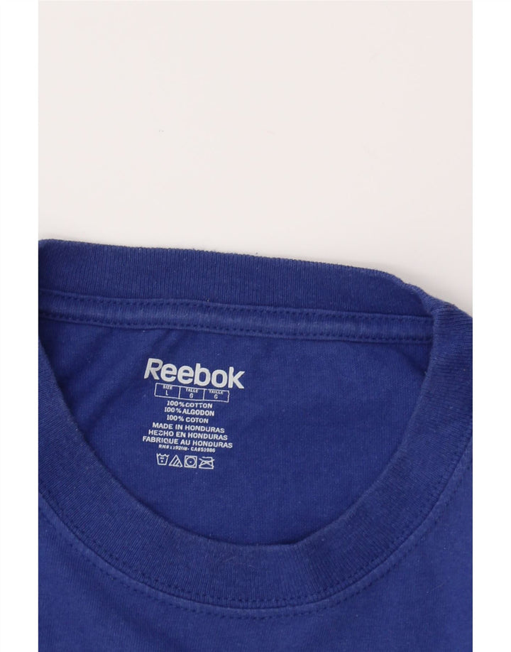 REEBOK Mens Graphic T-Shirt Top Large Blue Cotton Vintage Reebok and Second-Hand Reebok from Messina Hembry 
