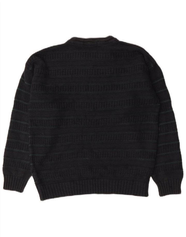 Marks & Spencer Herre sweater med rund hals, mellem sort stribet akryl
