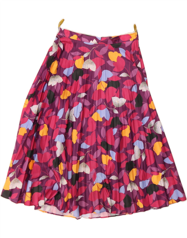 VINTAGE Womens Pleated Skirt IT 40 Small W26  Pink Floral Polyester Vintage Vintage and Second-Hand Vintage from Messina Hembry 