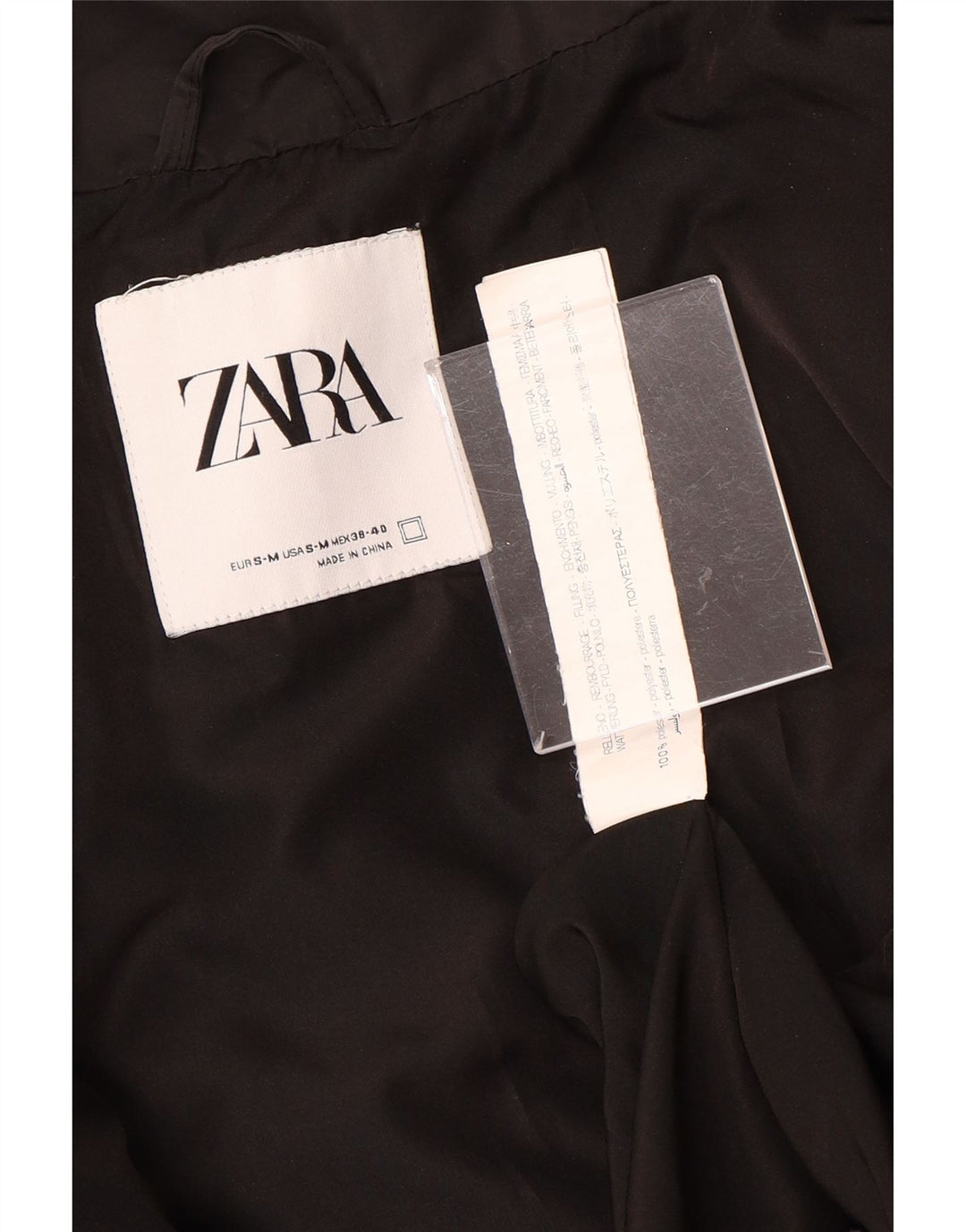 ZARA Herre Loose Fit Polstret Jakke UK 36 Small Black Polyester