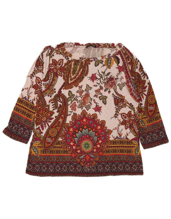 Desigual Dame 3/4 ærmet bluse Top UK 18 XL Flerfarvet Paisley