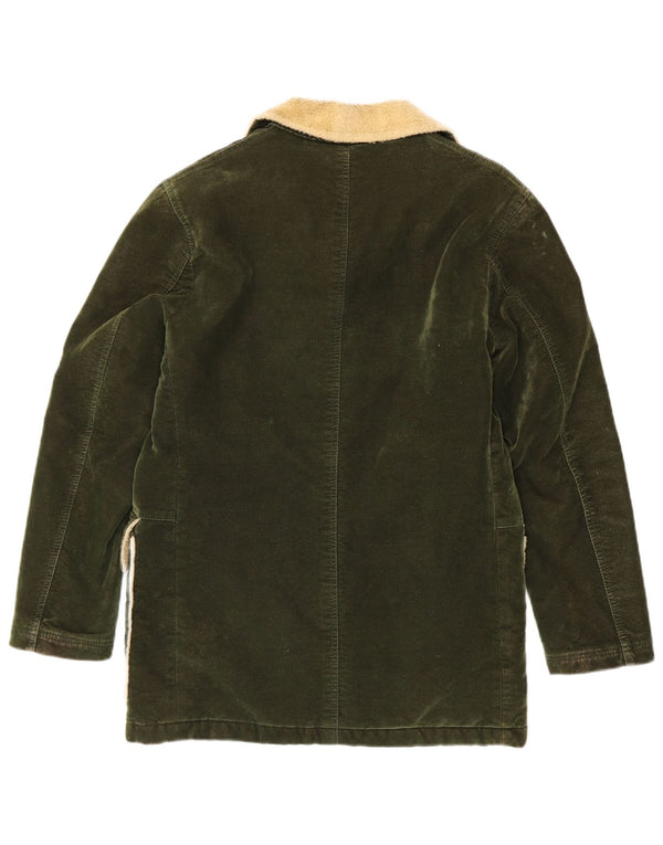 Vintage Sherpa Fleece Overfrakke til mænd UK 38 Medium Green Colourblock