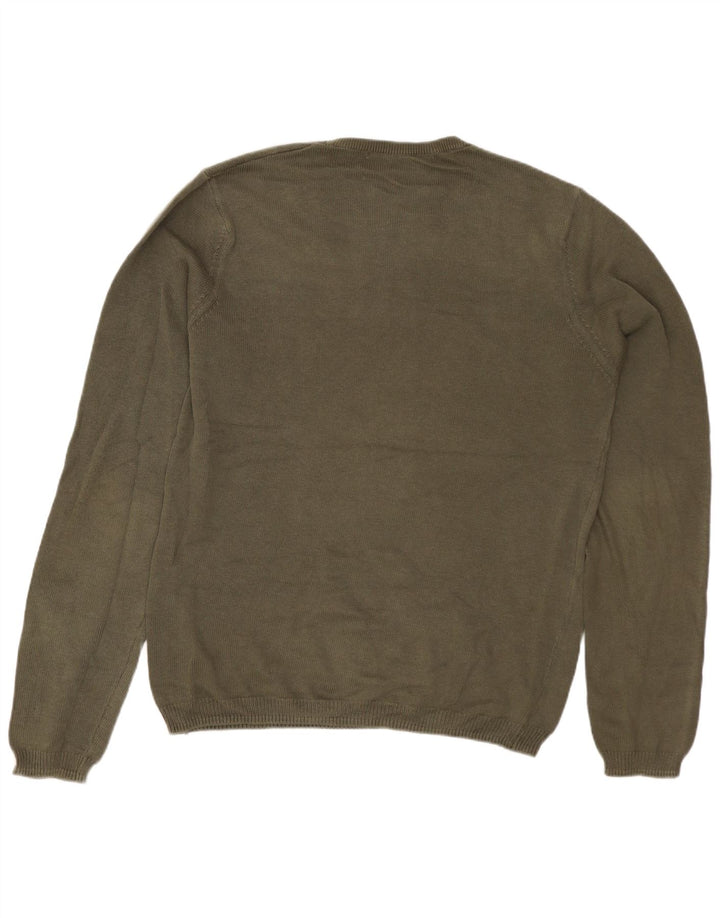 ZARA Herre grafisk rund hals sweater medium Khaki Bomuld