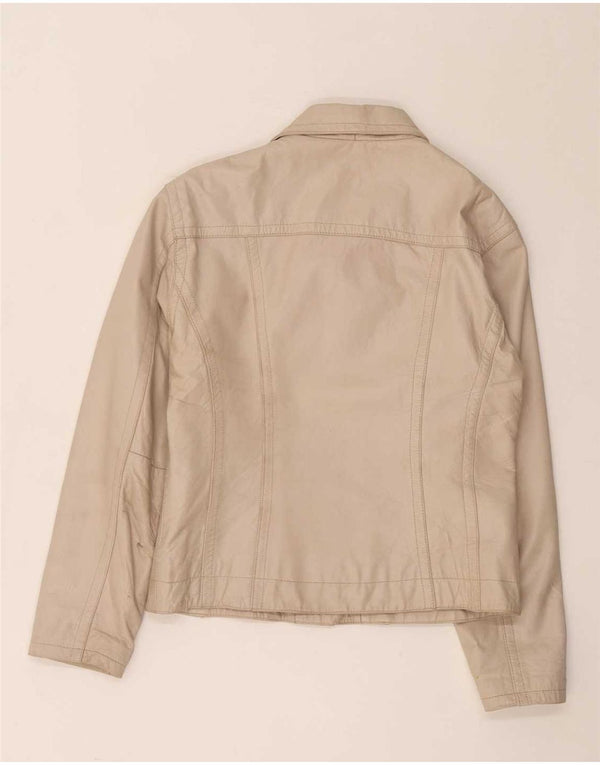 Vintage læderjakke til kvinder UK 14 Medium Beige