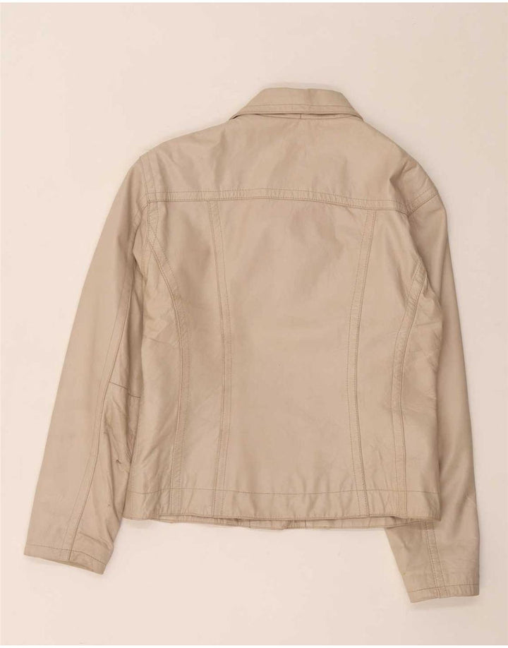 Vintage læderjakke til kvinder UK 14 Medium Beige