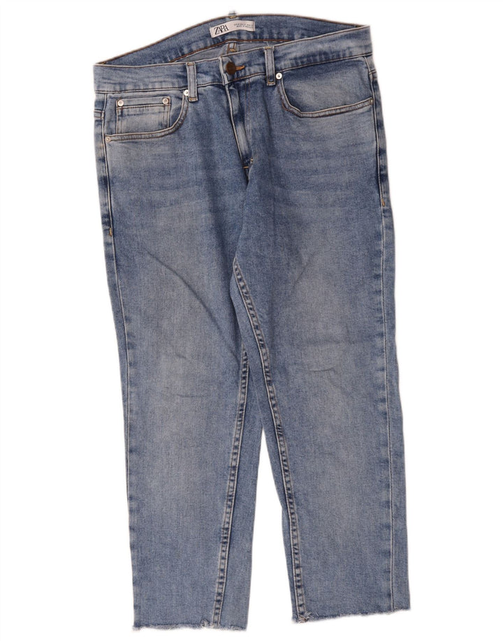 Zara Mens Cropped Jeans Large W32 L24 Blå