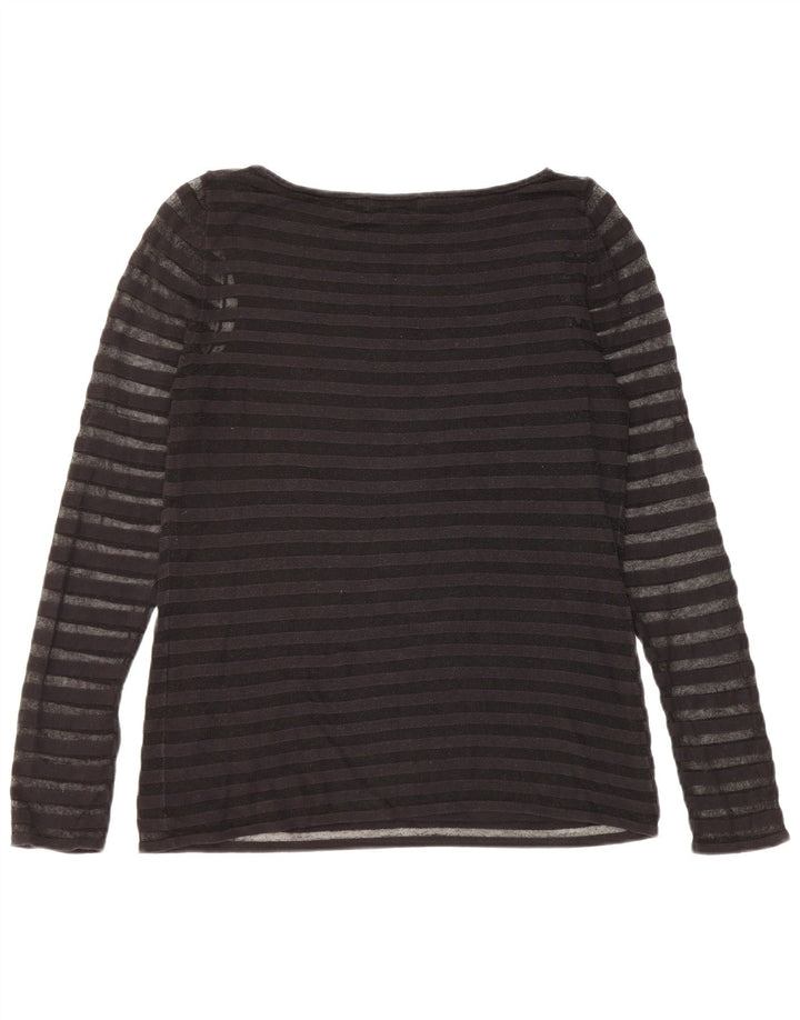 MINT FLØJL Dame Se Through Top Langærmet UK 14 Medium Sort Bomuld