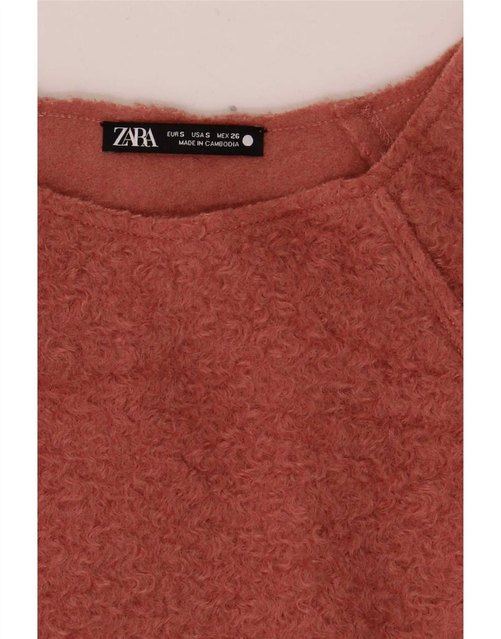 Zara Dame Oversized Boat Neck Jumper Sweater UK 10 Small Pink