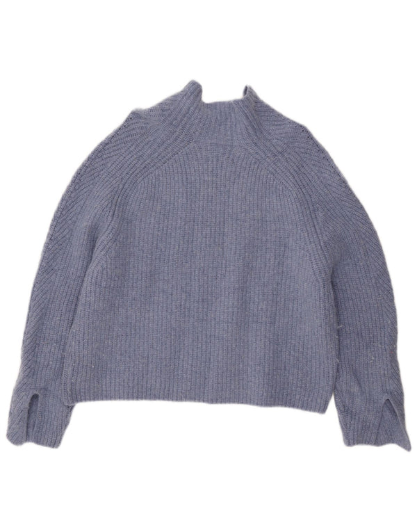John Lewis Dame Crop Turtle Neck Jumper Sweater UK 16 Large Blue