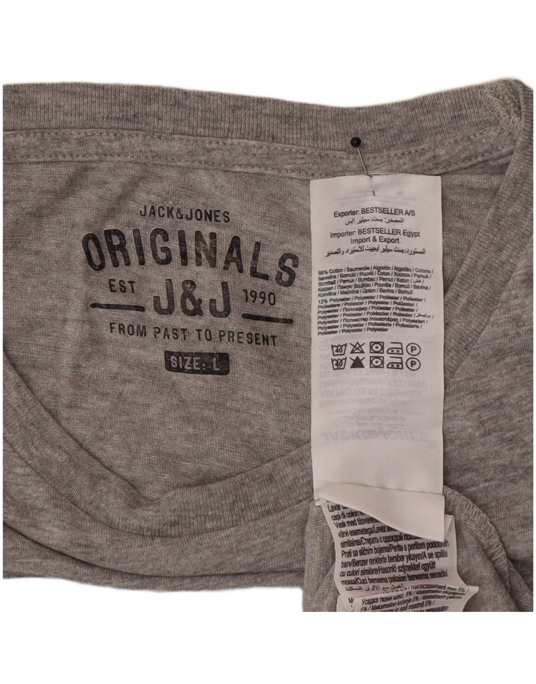 Jack & Jones Herre Grafisk T-Shirt Top Stor Grå Bomuld