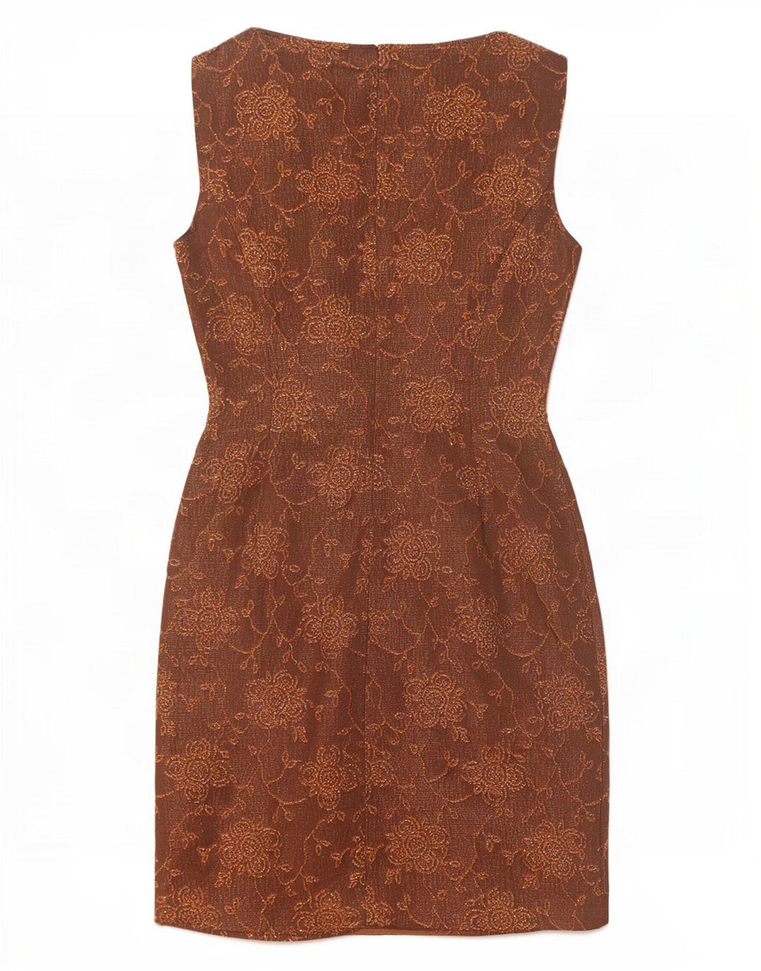 Penny Pull Kvinders Ærmeløs Skede Kjole UK 10 Small Brown Floral Acetate