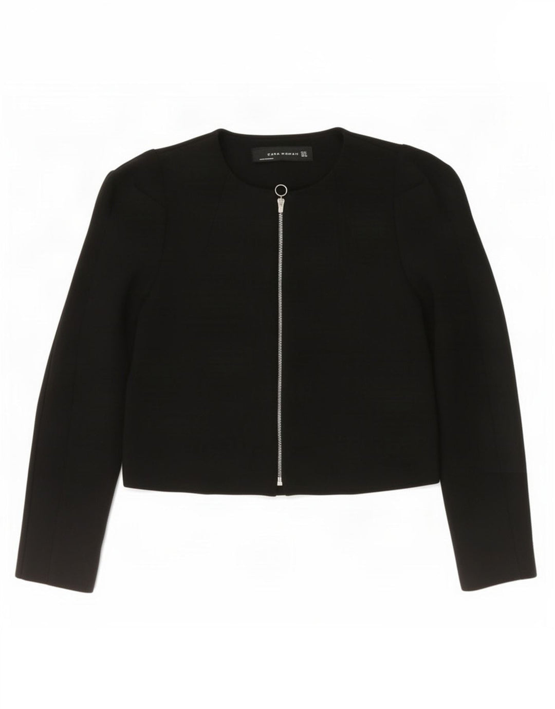 Zara Womens Crop Blazer Jacket UK 10 Small Black Polyester