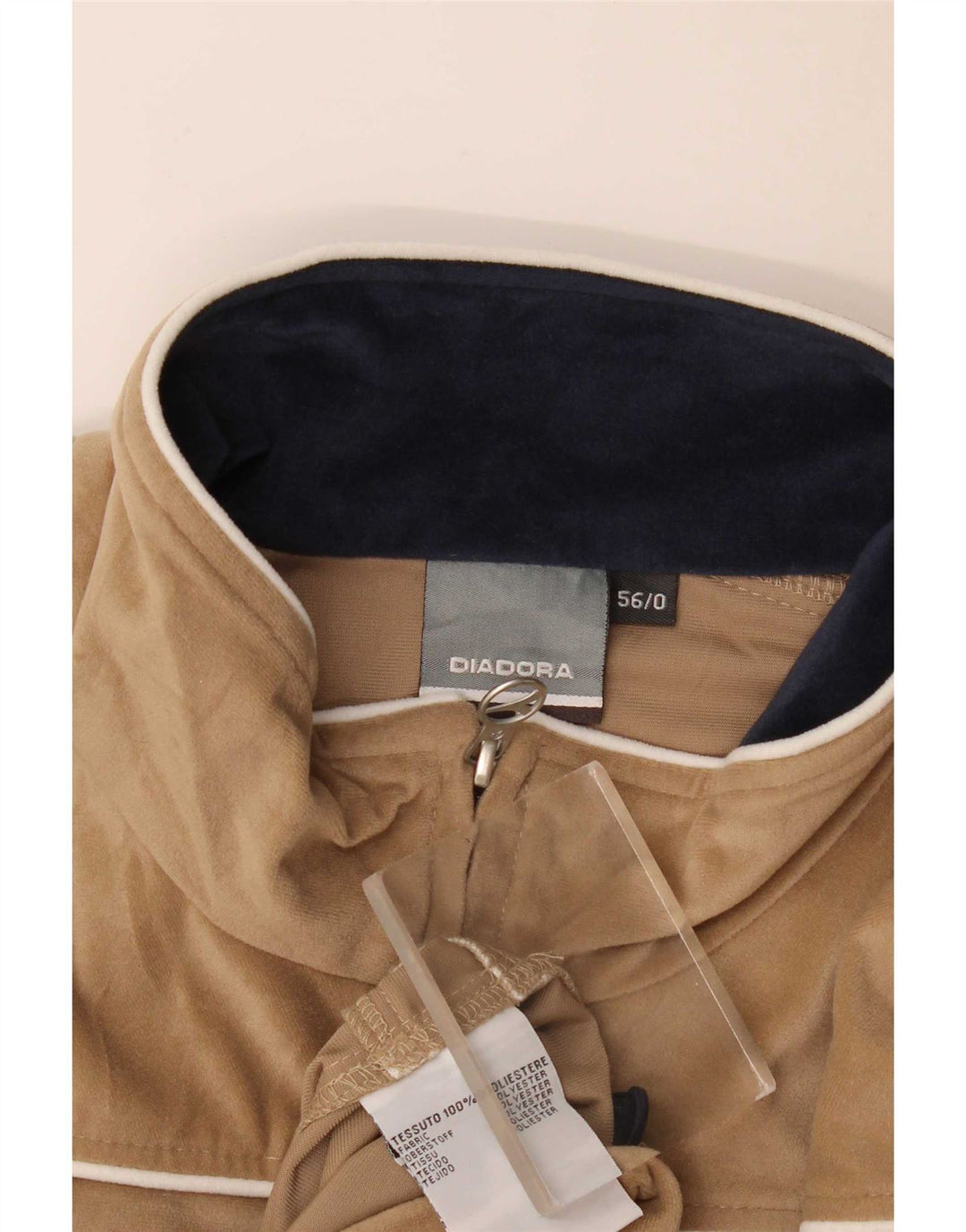 Diadora Herre Velour Træningsdragt Topjakke IT 56 2XL Beige Polyester