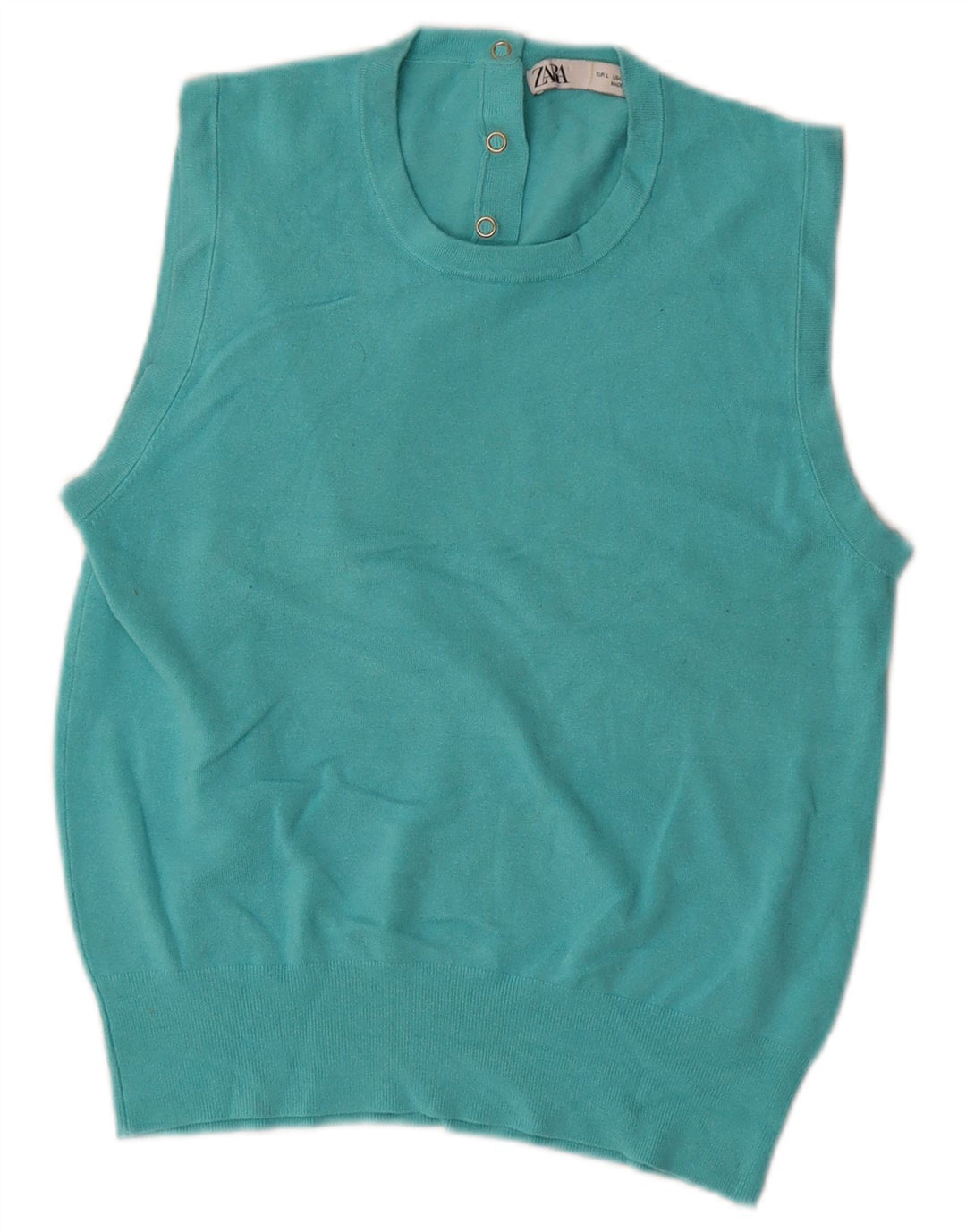 Zara Dame Vest Tank Top UK 14 Large Blue Viscose