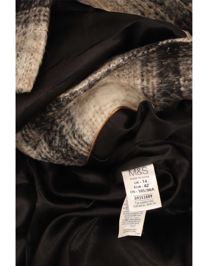 Marks & Spencer Dame Dobbeltradet Frakke UK 14 Large Beige Check