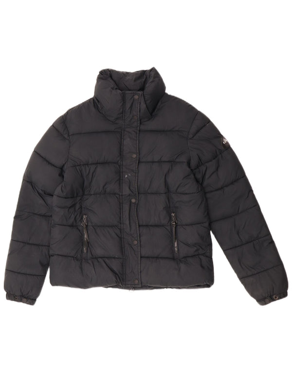 Superdry polstret jakke til kvinder UK 8 Lille sort nylon