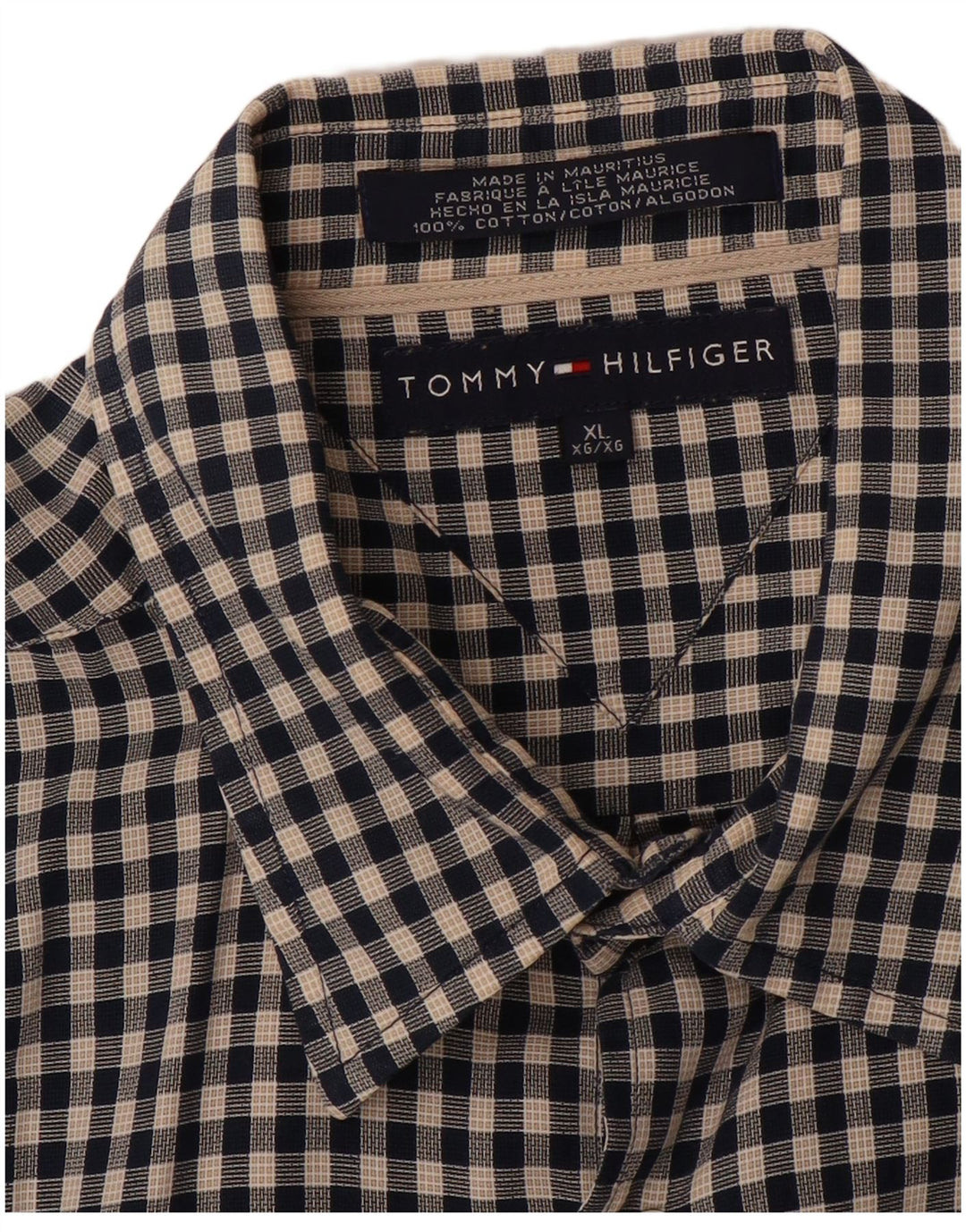 TOMMY HILFIGER Herreskjorte XL sort ternet bomuld