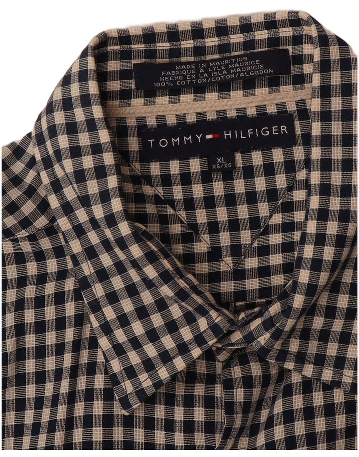 TOMMY HILFIGER Herreskjorte XL sort ternet bomuld