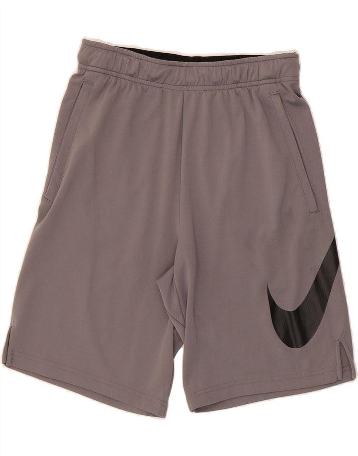 NIKE Mens Dri Fit Graphic Sport Shorts Small Grey Polyester Vintage Nike and Second-Hand Nike from Messina Hembry 