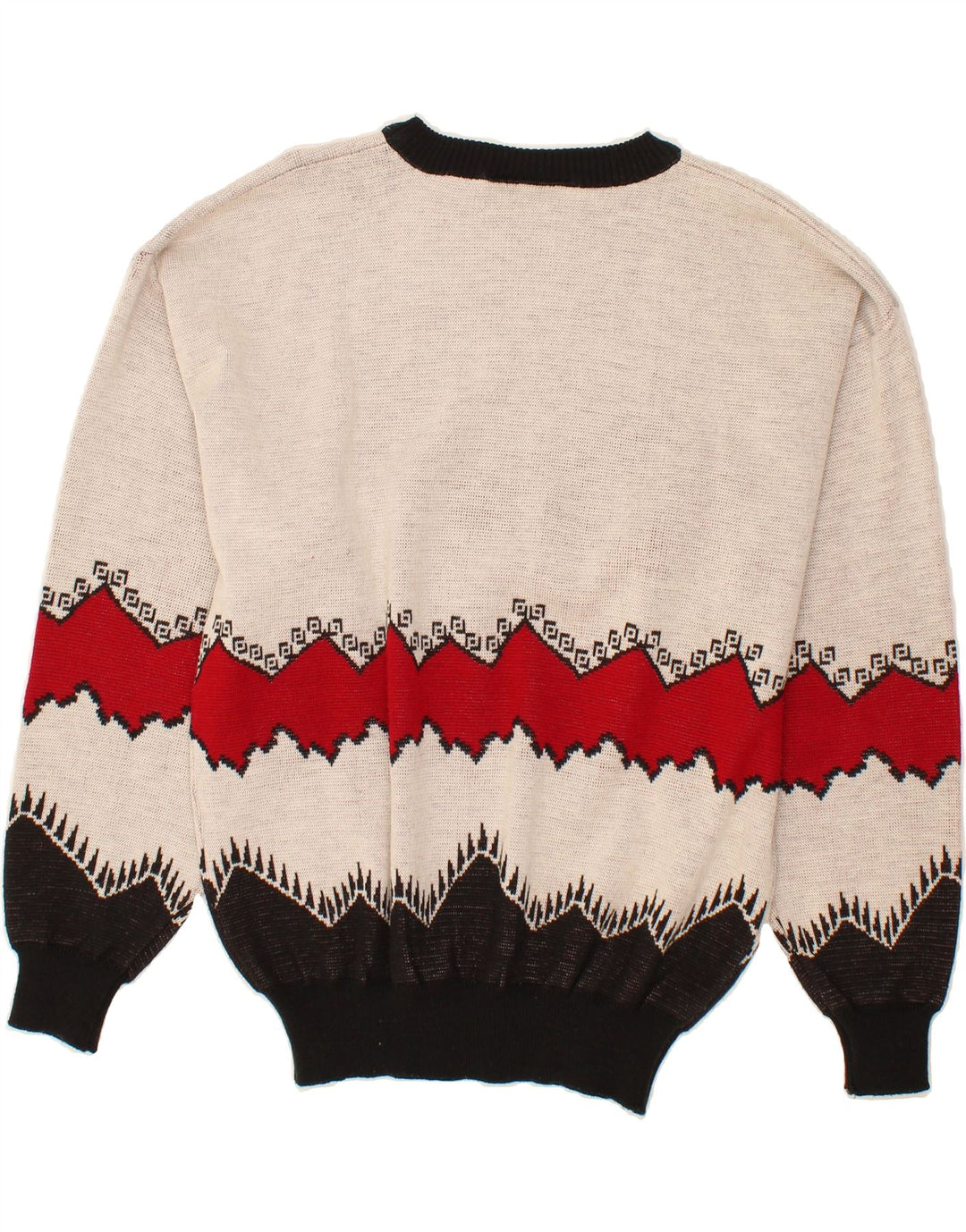 CLASSIC Herre rund hals sweater 2XL hvid Fair Isle akryl