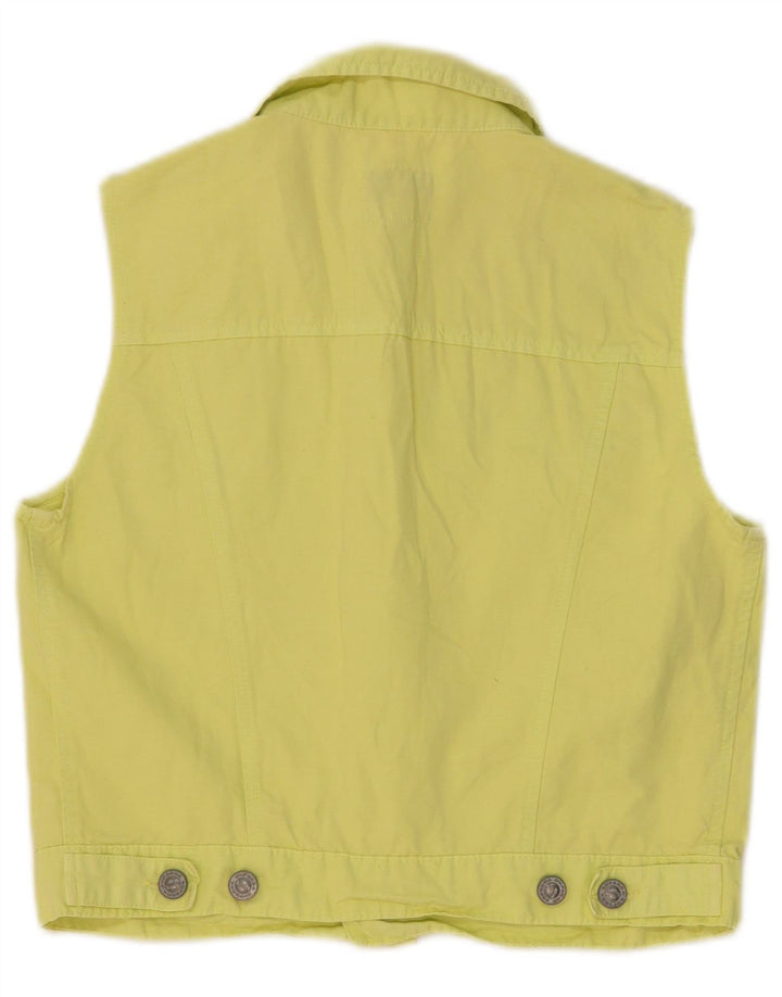 Superga Womens Crop Denim Gilet IT 44 Medium Gul Bomuld