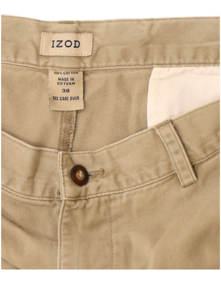 IZOD Chino Shorts til mænd W38 XL Beige Bomuld