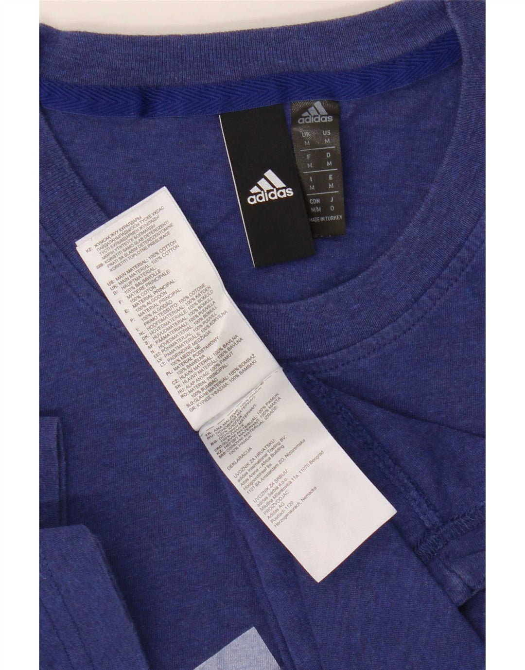 Adidas Grafisk T-shirt top mellemblå bomuld til mænd