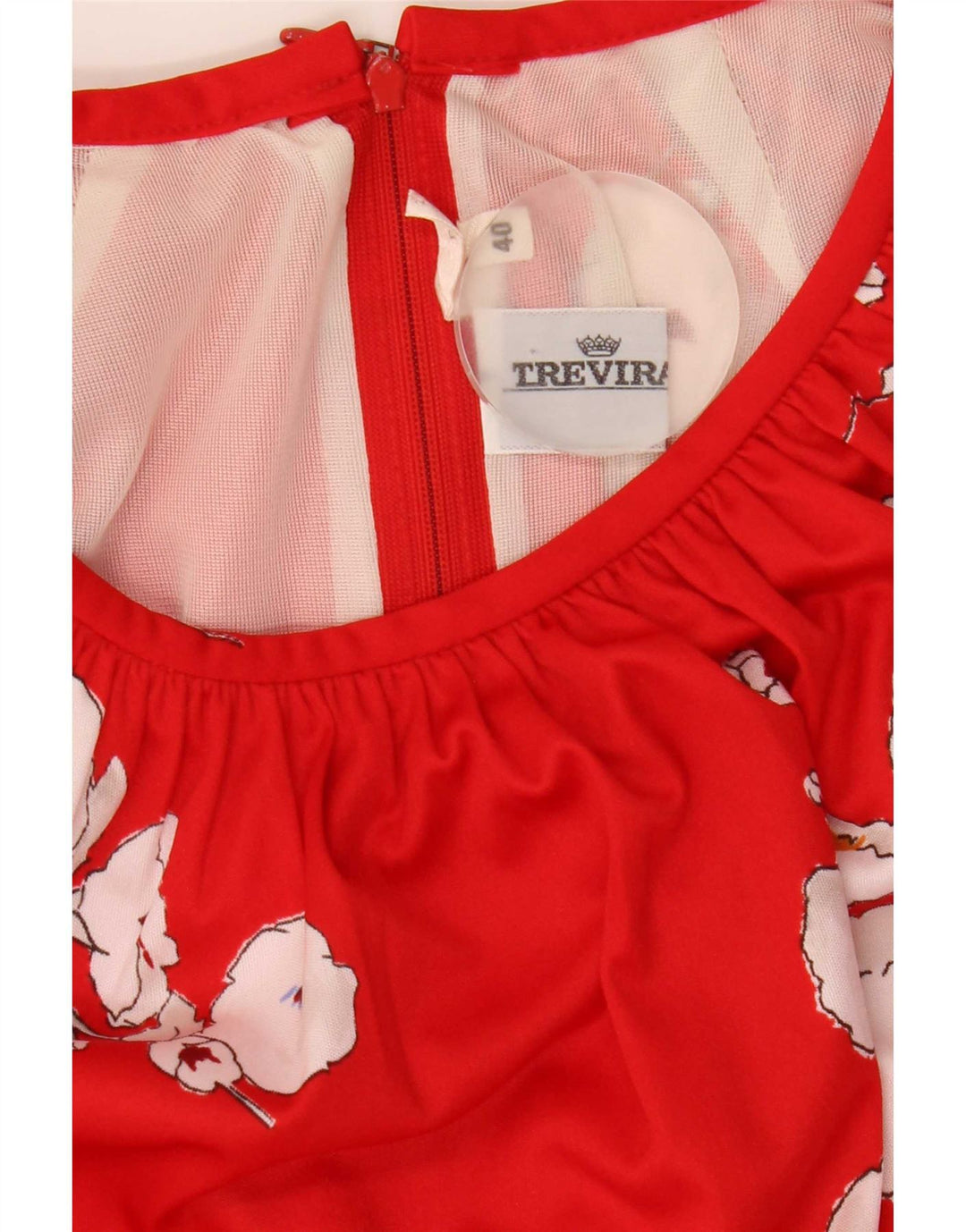 Trevira Dame A-Line Kjole IT 40 Small Red Floral Polyester