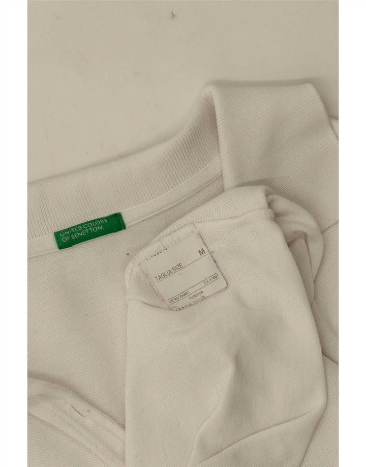 Benetton langærmet polotrøje til kvinder UK 12 Medium White