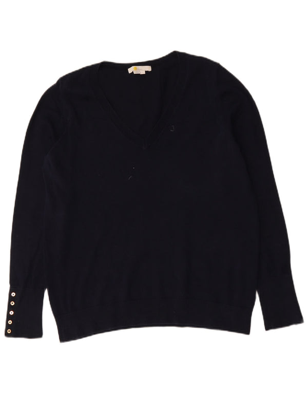 Boden Womens V-Neck Jumper Sweater UK 16 Large Navy Blue Cotton