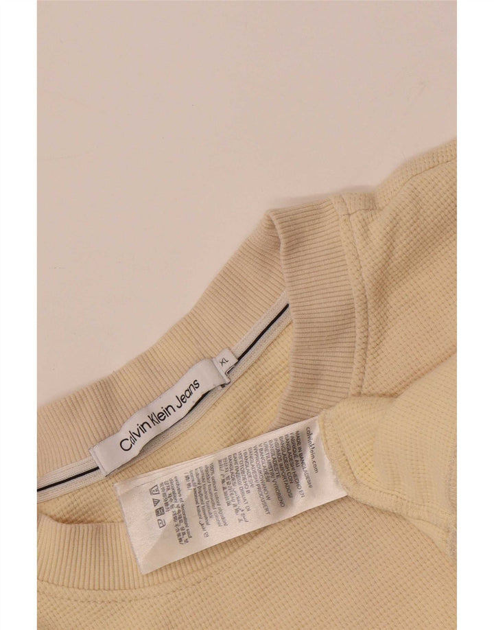 Calvin Klein Herre Top Langærmet XL Beige Bomuld