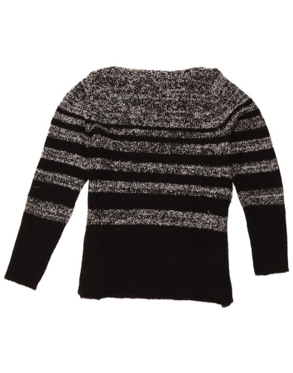 M&Co Dame Boat Neck Jumper Sweater UK 12 Medium Sort Stribet Akryl