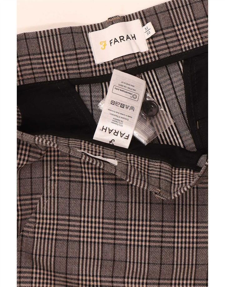 Farah Herre Slim Chino Bukser W32 L30 Grå ternet polyester