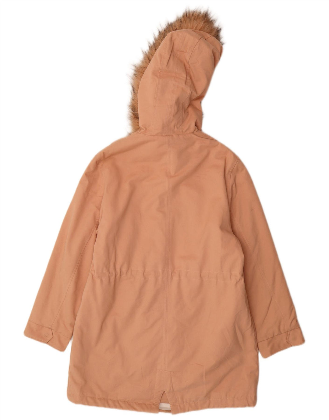 Lefties Dame Hætte Oversized Parka Jacket UK 10 Small Pink Bomuld