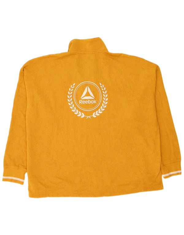 Reebok Dame Oversized grafisk langærmet polotrøje UK 22 3XL Gul