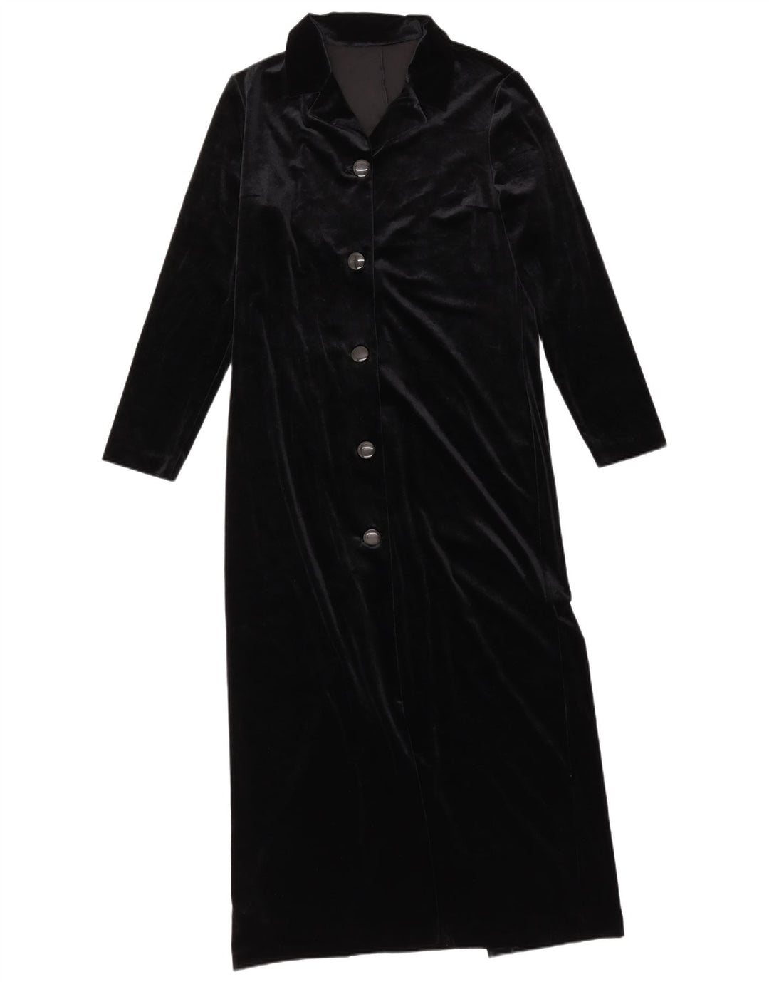 VINTAGE Womens Velour Shirt Dress UK 10 Small  Black Polyester
